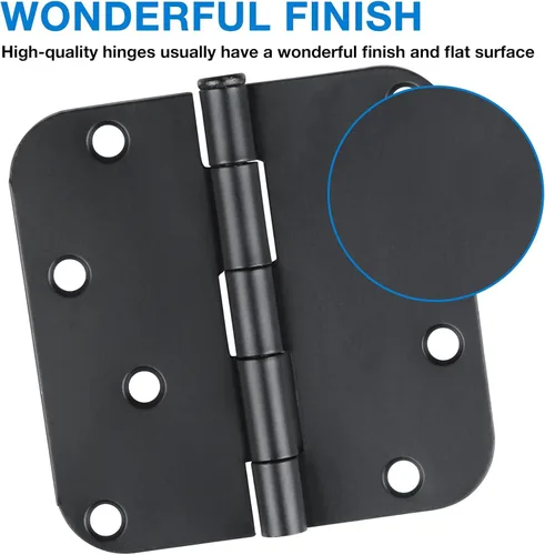 Miniatura 3 de Paquete de 18 bisagras negras para puerta de 4 pulgadas x 4, redondeadas, resistentes, bisagras exteriores negras mate para puertas interiores