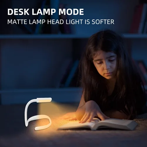 Miniatura 6 de Luz de lectura LED para el cuello, luz de libro para leer en la cama, lámpara de escritorio de brillo ajustable, 3 modos de color, brazos flexibles