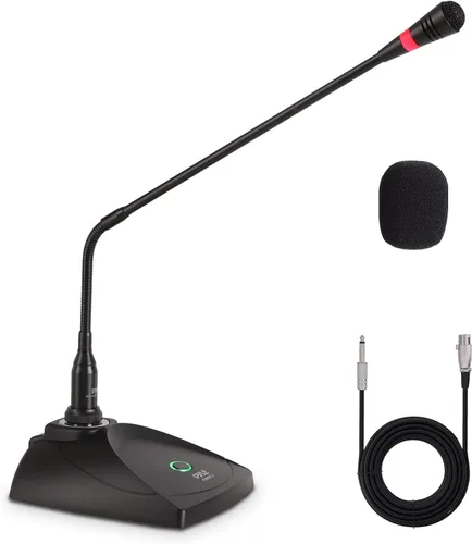 Sistema de micrófono con cable de cuello de cisne de escritorio - Micrófono condensador de voz con cable montado en mesa con filtro pop - Cable de