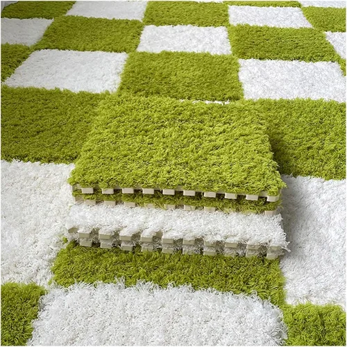 Miniatura 16 de Tapete de espuma de felpa gruesa que se entrelaza, 24 piezas de 12 x 12 pulgadas, tapete cuadrado esponjoso de espuma de rompecabezas con bordes