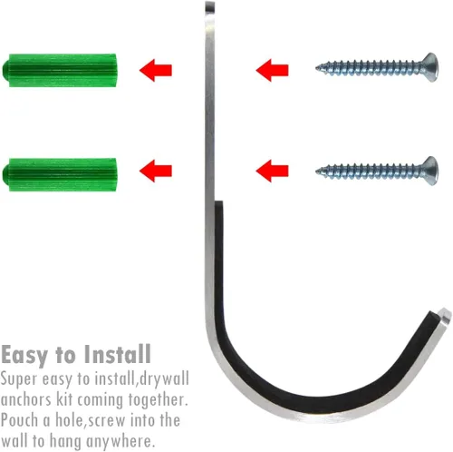 Miniatura 3 de Paquete de 6 ganchos de montaje en pared para rifles de almacenamiento, rifles de escopeta, arco de tiro con arco con acolchado suave y acero