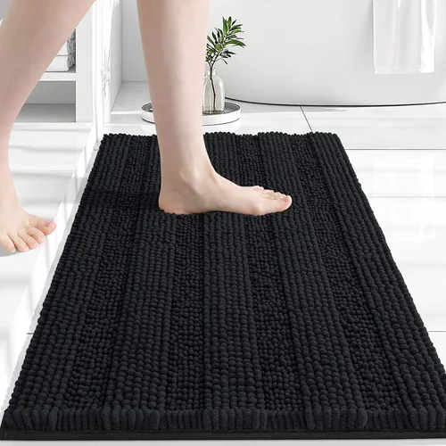 Miniatura 129 de Grandaily Alfombras de baño de felpilla a rayas de 24 x 16 pulgadas, extra gruesas y suaves, absorbentes, parte trasera de goma, alfombra de ducha