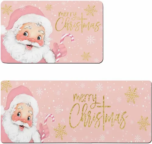 Tapete de baño con Papá Noel rosa para bañera, antideslizante, de secado rápido y absorbente, tierra de diatomeas, para ducha, dormitorio, cocina,
