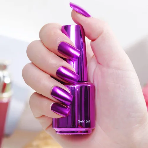 Miniatura 7 de Esmalte de uñas metálico, herramienta de manicura acrílica para bricolaje, esmalte de uñas de pintura de secado rápido y despega (morado)