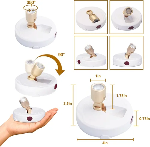 Miniatura 5 de Focos que funcionan con pilas, luz de imagen inalámbrica, iluminación de acento regulable, luces LED inalámbricas, luces adhesivas con control