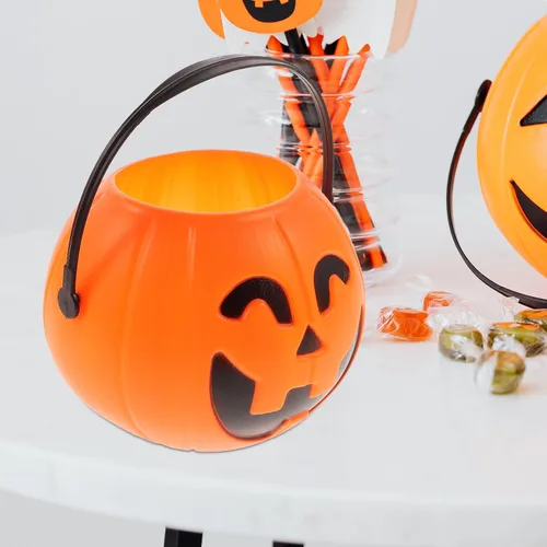 Miniatura 5 de TOYANDONA 3 piezas de calabaza cubo calabaza decoración mini decoración Halloween decoración adornos colgante de Halloween niños truco o trato