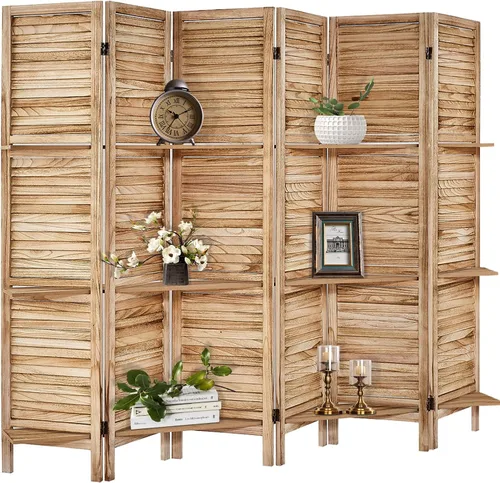 Miniatura 12 de Divisor de habitación con estantes, pantalla de privacidad, separadores de habitación y pantallas de privacidad plegables, separador de separación