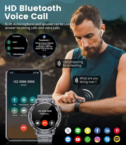 Miniatura 3 de LIGE EF1 - Relojes inteligentes para hombre, 1.43 pulgadas AMOLED Smartwatch con frecuencia cardíaca 24/7 para Android iOS, más de 170 modos