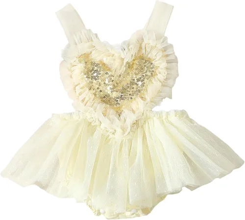 Kaipiclos Traje de sesión de fotos para bebé recién nacida, mameluco de encaje bohemio floral medio primer cumpleaños fotografía traje