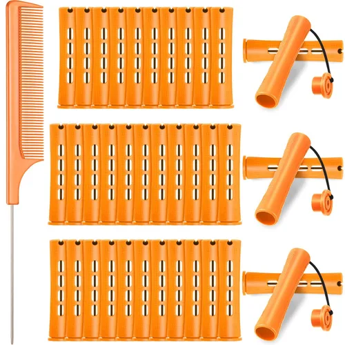 WILLBOND - 36 piezas de varillas de onda fría para permanente de cabello, varillas de rizado con peine de cola de rata de acero para peinado de