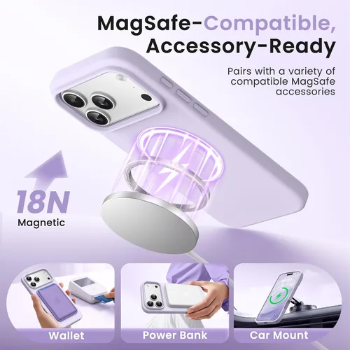 Miniatura 555 de GONEZ Funda de silicona para iPhone 15 Pro Max, compatible con Magsafe, protector de cámara + protector de pantalla, forro de microfibra suave