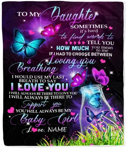 Miniatura 20 de Manta personalizada con texto en inglés «To My Daughter from Mom Dad Give You A Big Love Hug Butterfly Daughter Birthday»