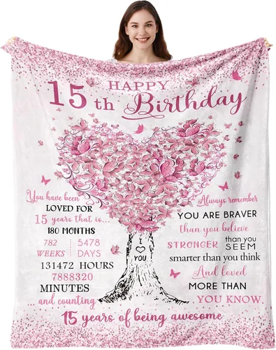 Miniatura 10 de Vuinezo Regalos de cumpleaños número 18 para niñas, manta de decoraciones de cumpleaños número 18 50"X60", regalos de cumpleaños para niña de 18