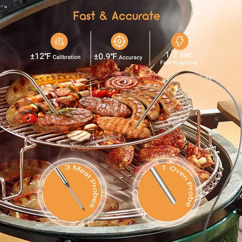 Miniatura 8 de INKBIRD Controlador de temperatura Wi-Fi y Bluetooth para barbacoa, termómetro automático para ventilador de ahumador, con 4 sondas para huevo