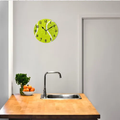Miniatura 4 de Tarity Reloj de pared con pelota de tenis, funciona con pilas, silencioso, sin tictac, moderno, redondo, decoración para dormitorios, cocina, sala