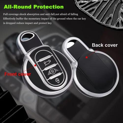 Miniatura 3 de SANRILY Sliver-edge - Funda para llavero Mini Cooper Countryman S ONE JCW F54 F55 F56 F57 F60 Clubman, accesorios para llaves sin llave con llavero