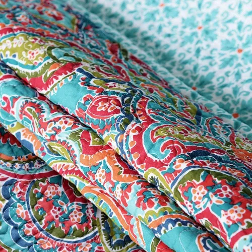 Miniatura 6 de NEWLAKE - Manta acolchada para cama, sofá y sillón, diseño floral europeo hermoso, 60X78 Pulgadas Naranja/Azul