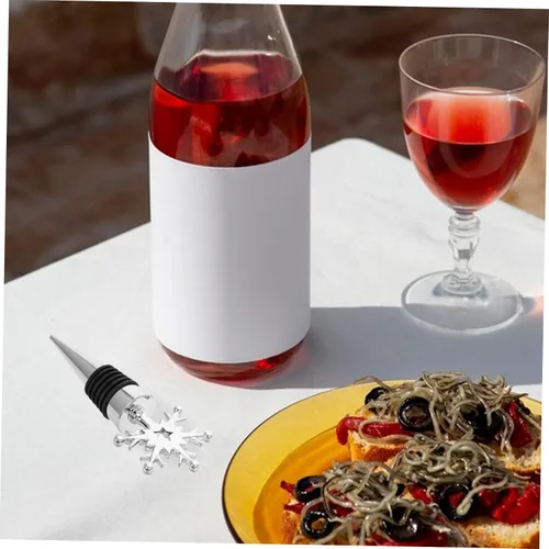 Miniatura 4 de NOLITOY Decoración de corona, 4 tapones para botellas de vino, corcho, copo de nieve, copos de nieve, tapones para botellas de vino, tapones