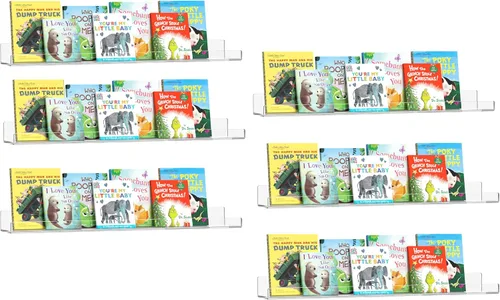Miniatura 14 de HBlife Estantería flotante de pared invisible de 48 pulgadas para niños y guardería, estantes de acrílico transparente para figuras, 16 pulgadas