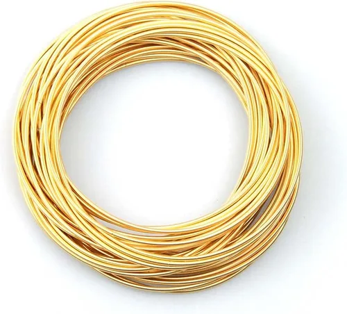 Miniatura 3 de Gold Guitar String Coil Bracelets Stack Stainless Steel Set Layered Thin Set of 10-60 Strings