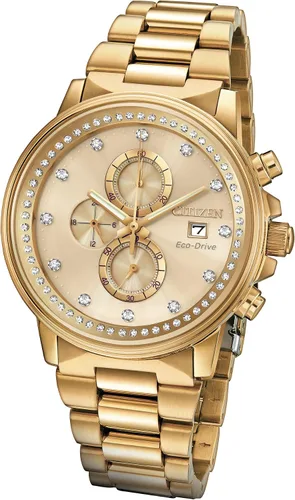 Miniatura 2 de Citizen Eco-Drive Weekender Cronógrafo Reloj para hombre acero inoxidable tono dorado Modelo FB3002-53P