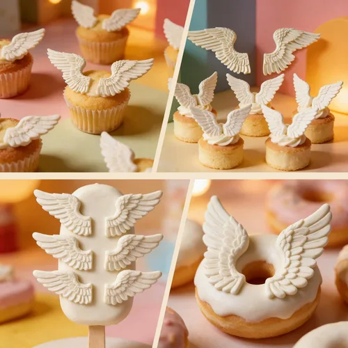 Miniatura 4 de Molde de fondant de alas para decoración de pasteles, moldes de silicona de chocolate con alas grandes para manualidades de azúcar, dulces, G-24