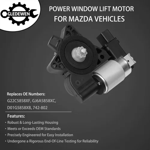 Miniatura 2 de Motor de elevación de ventana eléctrica para Mazda 3, 5, 6, CX-7, CX-9, RX-8 Reemplazar # G22C5858XF, GJ6A5858XC, D01G5858XB, 742-802