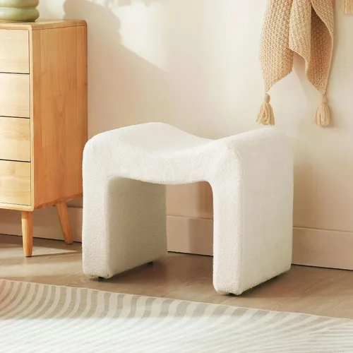 Miniatura 19 de Taburete de tocador, reposapiés pequeño, otomano, asiento de piel sintética, sin espalda, moderno, reposapiés, peludo para sala de maquillaje, sala