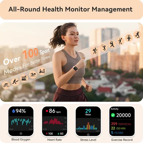 Miniatura 3 de Reloj inteligente para mujer, reloj inteligente para iPhone y Android Bluetooth (respuesta/llamada) Alexa integrado, rastreador de fitness HD