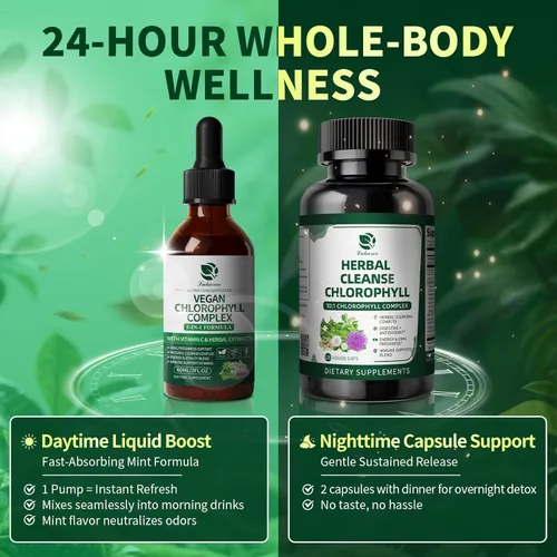 Miniatura 5 de Lukaree Chlorophyll - Gotas líquidas y cápsulas combinadas, soporte de doble acción para limpieza, energía y frescura oral, apoyo inmunológico