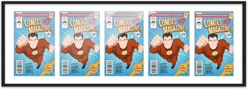 Miniatura 2 de Poster Palooza Marco de cómic con paspartú para 5 cómics de la era actual publicado después de 1985, marco de cómic negro para cómics de 6.875 x
