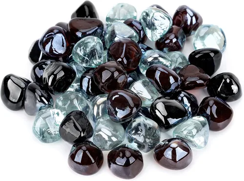 Miniatura 9 de Stanbroil Diamantes de vidrio de fuego mezclados de 10 libras, vidrio de fuego de 1/2 pulgada mezclado con azul caribeño, hielo de cristal, brillo
