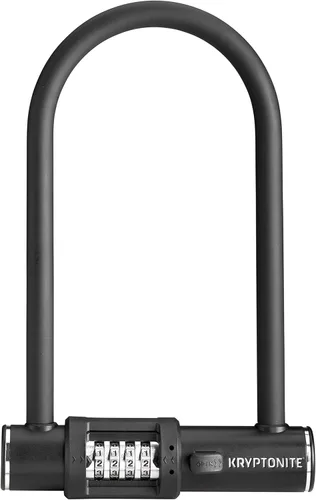 Kryptonite Combo Bike U-Lock estándar, cerradura de bicicleta de seguridad antirrobo, grillete de acero de 0.472 in, cerradura en U de combinación
