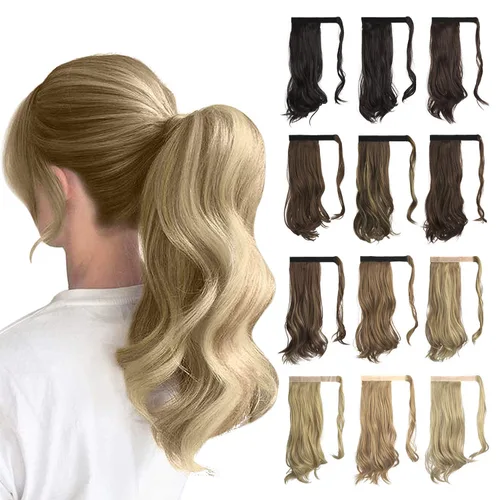Miniatura 14 de SOFEIYAN - Extensión de cola de caballo rizada de 15 pulgadas, pelo sintético resistente al calor, pieza de cabello ondulada natural, para envolver