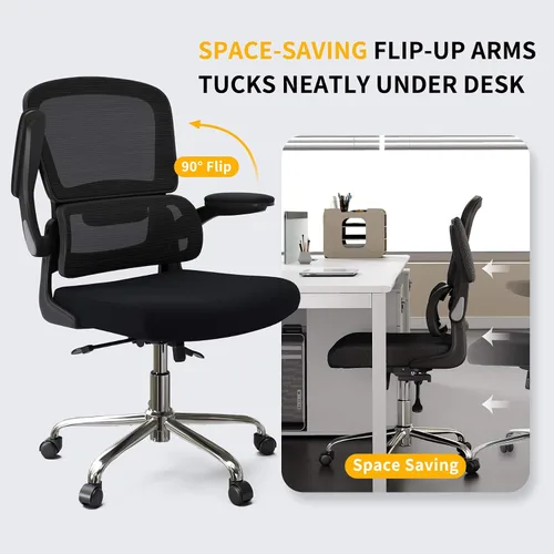 Miniatura 4 de Logicfox Silla de oficina ergonómica con soporte lumbar 2D adaptable y brazos abatibles, silla de escritorio de malla transpirable para aliviar
