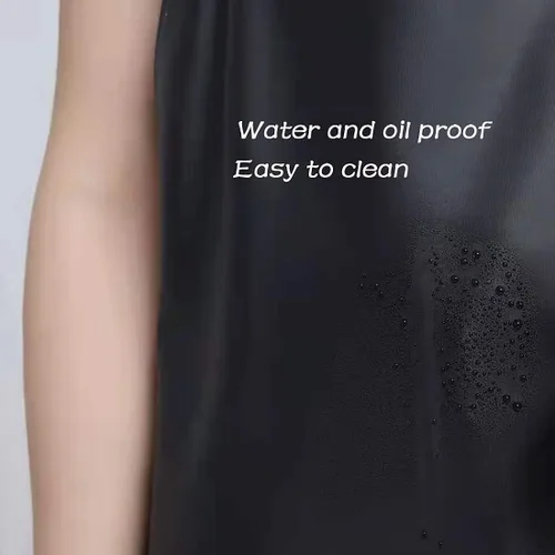 Miniatura 3 de LRUUIDDE Delantal de vinilo de goma impermeable negro – Delantales ligeros de 43 pulgadas – Plástico industrial resistente a productos químicos