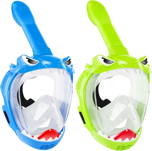 Miniatura 10 de Full Face Snorkel Mask for Kids with 180° Panoramic View, Snorkeling Set Featuring Anti-Leak and Anti-Fog Foldable Dry Top Design for Safe Verde