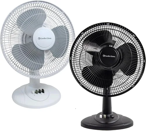 Miniatura 8 de Comfort Zone - Ventilador de mesa oscilante con inclinación ajustable, controles convenientes de botón de presión, silencioso, de 12 pulgadas, 3