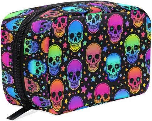 Miniatura 12 de MNSRUU Pequeña bolsa de cosméticos para niñas y mujeres, de viaje, con estampado de leopardo colorido, organizador de artículos de tocador