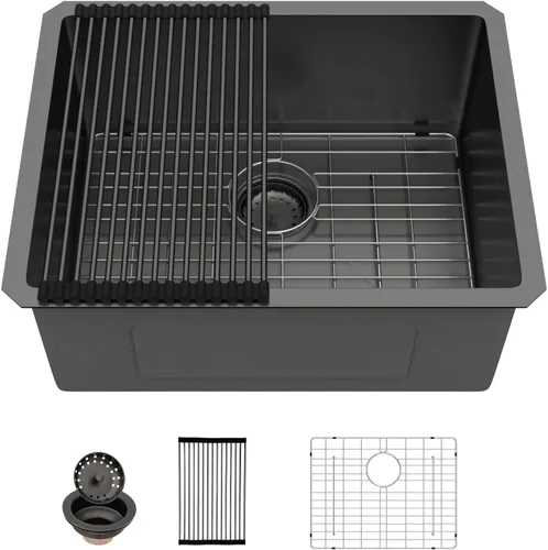 Miniatura 28 de Sarlai - Fregadero de cocina, de 30 x 18 pulgadas, empotrado, simple, de acero inoxidable calibre 16