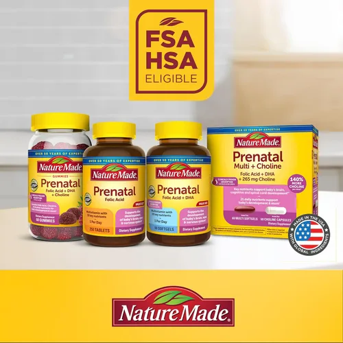 Miniatura 5 de Nature Made Suplemento alimenticio Prenatal + DHA 200 mg, 60 cápsulas suaves, 1435, 1