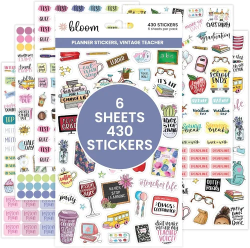 Miniatura 11 de bloom daily planners Paquete de calcomanías para planificador de profesores, calcomanías de planificación temática escolar para profesores