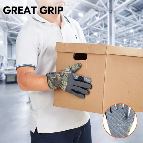 Miniatura 3 de Vgo... General Utility Grip - Guantes de trabajo de seguridad con palma de silicona, guantes de mecánico, pantalla táctil, lavables a máquina