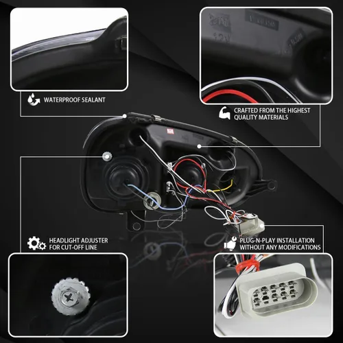Miniatura 4 de Autozensation Compatible con Volkswagen Golf MK5 / Rabbit 2006-2008, Volkswagen Jetta 2006-2010, conjunto de faros delanteros izquierdo y derecho