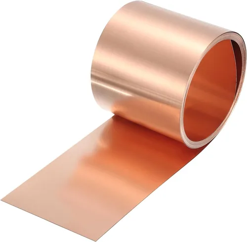 Miniatura 20 de uxcell Rollo de chapa de cobre para tapajuntas 3500 mm x 100 mm x 0,02 mm, tira de cobre puro al 99,9% de 101,6 mm x 3,5 m, placa de hoja de metal