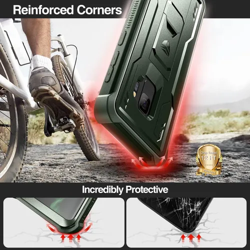 Miniatura 3 de Dexnor Funda para Samsung Galaxy S9, [Protector de pantalla y soporte integrados] Protección de grado militar resistente a prueba de golpes