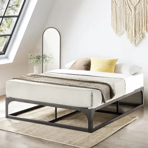 Somier de cama individual Mellow 9 pulgadas, con base de colchón de láminas de acero resistente Negro