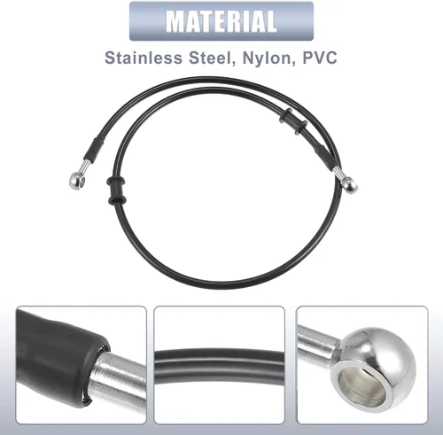 Miniatura 6 de X AUTOHAUX 39.4 in 39.37" Longitud 0.394 in ID motocicleta hidráulico freno línea aceite manguera tubo 0° acero inoxidable trenzado cable para ATV