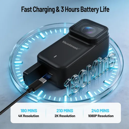 Miniatura 3 de Cámara corporal 4K con WiFi, cámara de acción POV para motociclismo, esquí, ciclismo, vlogging, deportes, cámara magnética portátil para grabación