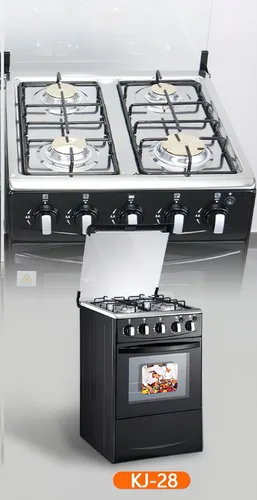 Miniatura 5 de Estufa de gas GLP (propano) de 20 pulgadas, parrilla de 4 quemadores con horno de 62L, acero inoxidable 201, tapa de vidrio negro, encendido